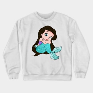 Adorable baby mermaid black hair, cute baby mermaid, under the sea Crewneck Sweatshirt